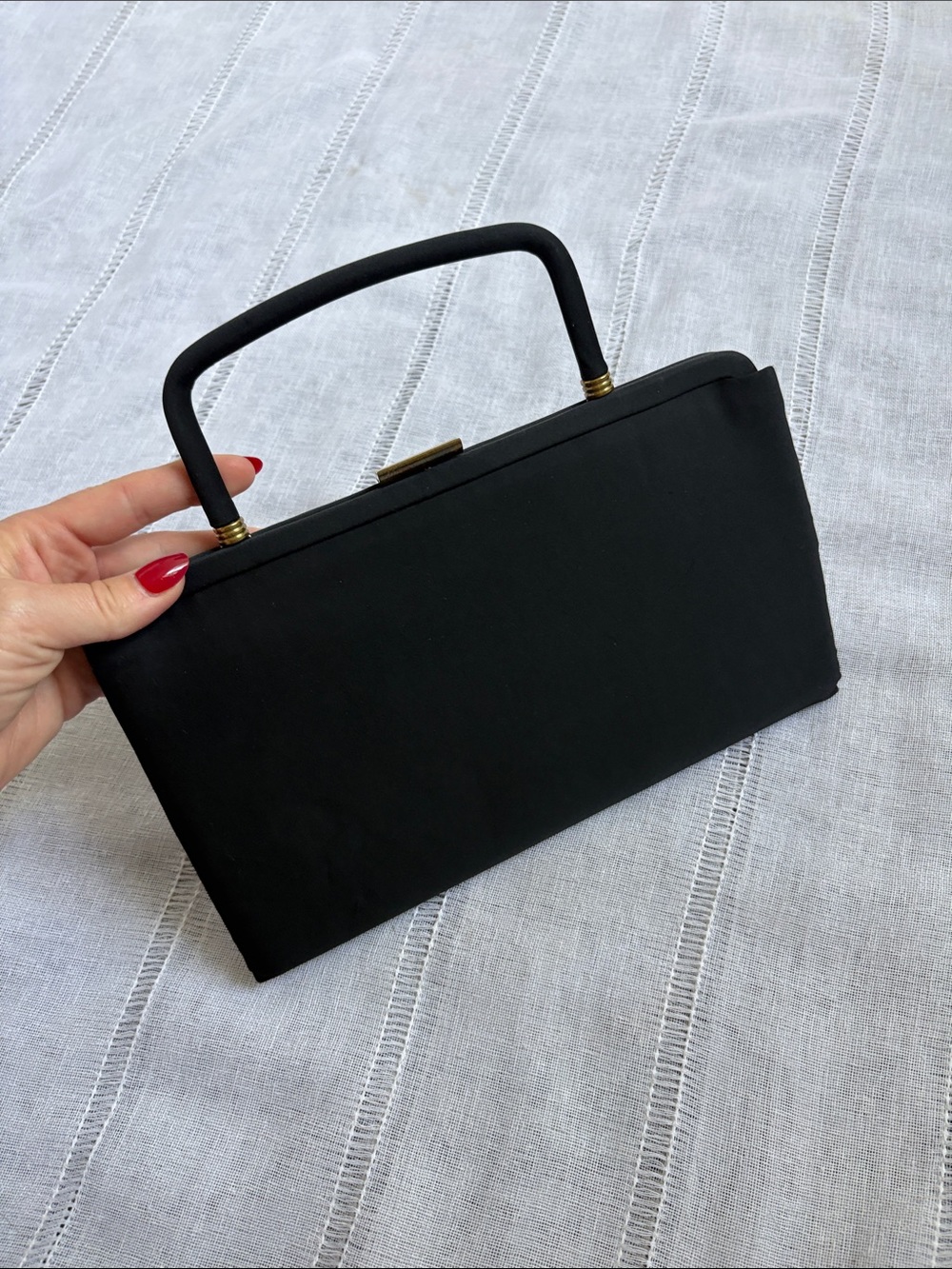Vintage Garay Classic Black Top-Handle Evening Bag